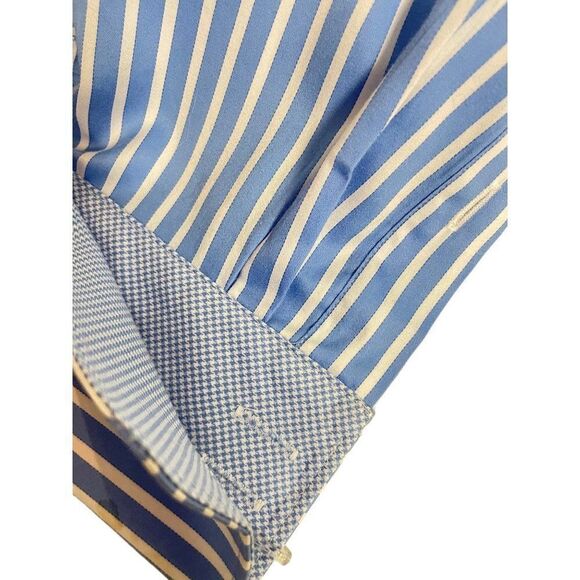 Bugatchi Uomo Blue Stripe Dress Shirt 16.5 41 - Picture 4 of 4